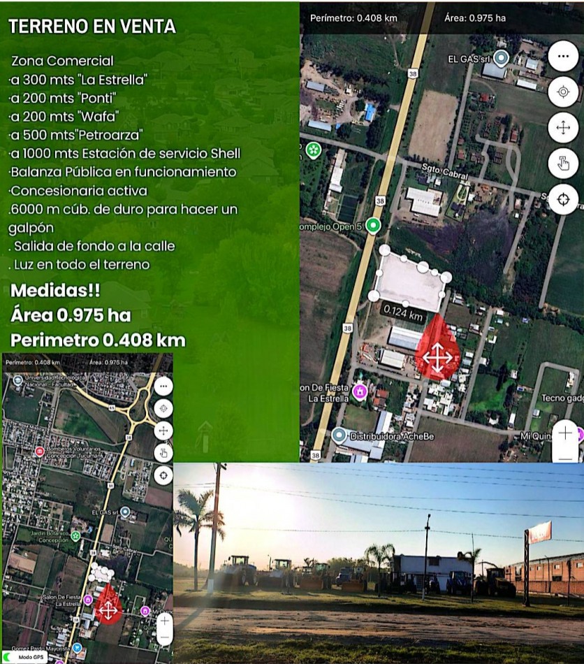 Concepcion 1 Hectarea Sobre Ruta 38 Ideal P/ Galpones, Loteo o Comercio